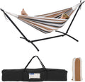 Double Hammock with Stand Coffee Color - 450 lb Capacity, Carry Bag