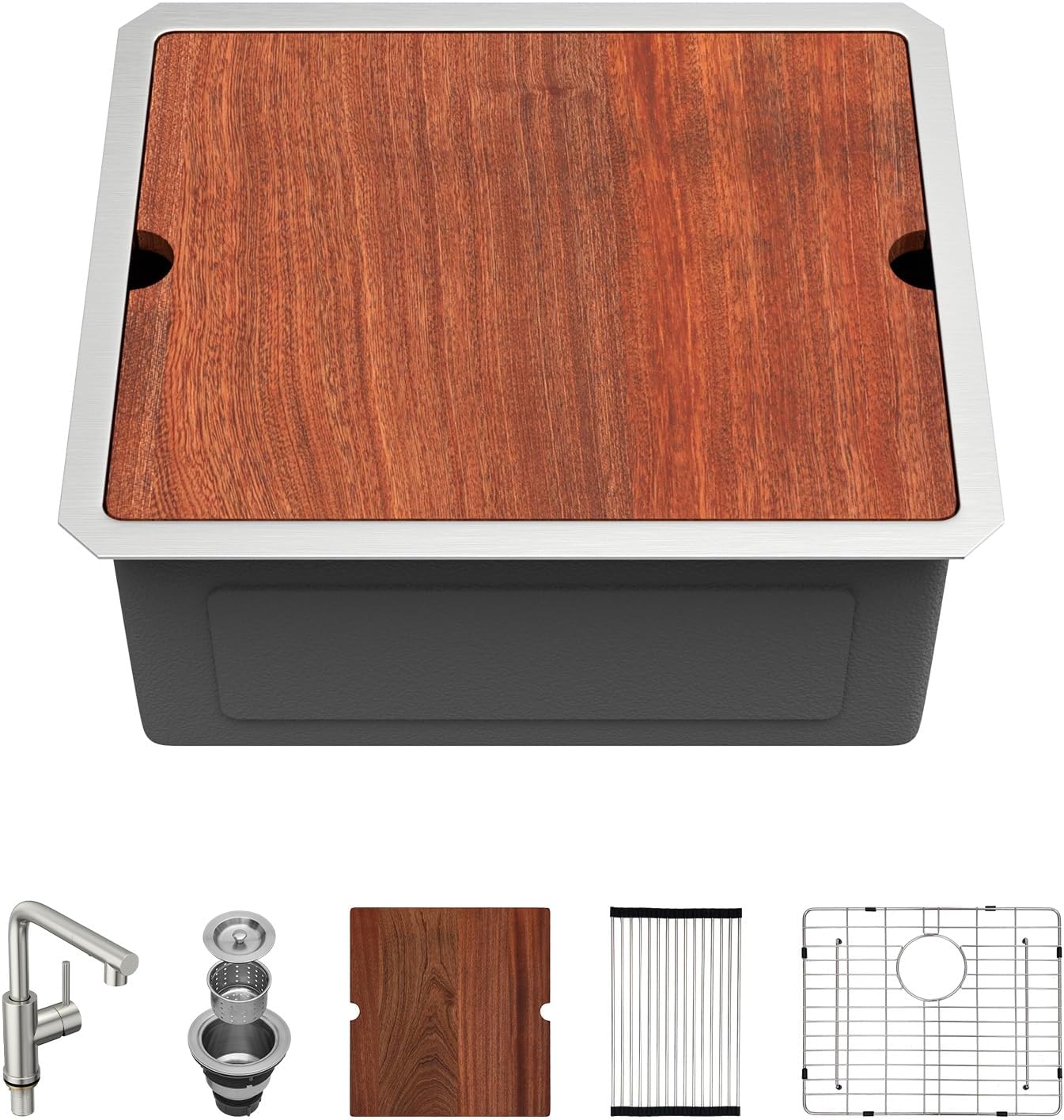 Sarlai 21 Undermount Kitchen Sink with Pull-out Faucet for Home