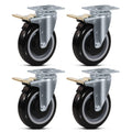 5 in Caster Set of 4 Heavy Duty Industrial Wheels - Total Lock Brake