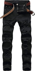 Men Ripped Jeans Slim Fit Straight Leg Denim Pants for Men - Street