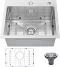 Drop In Kitchen Sink 25x22in 9in Depth 18 Gauge Stainless Steel