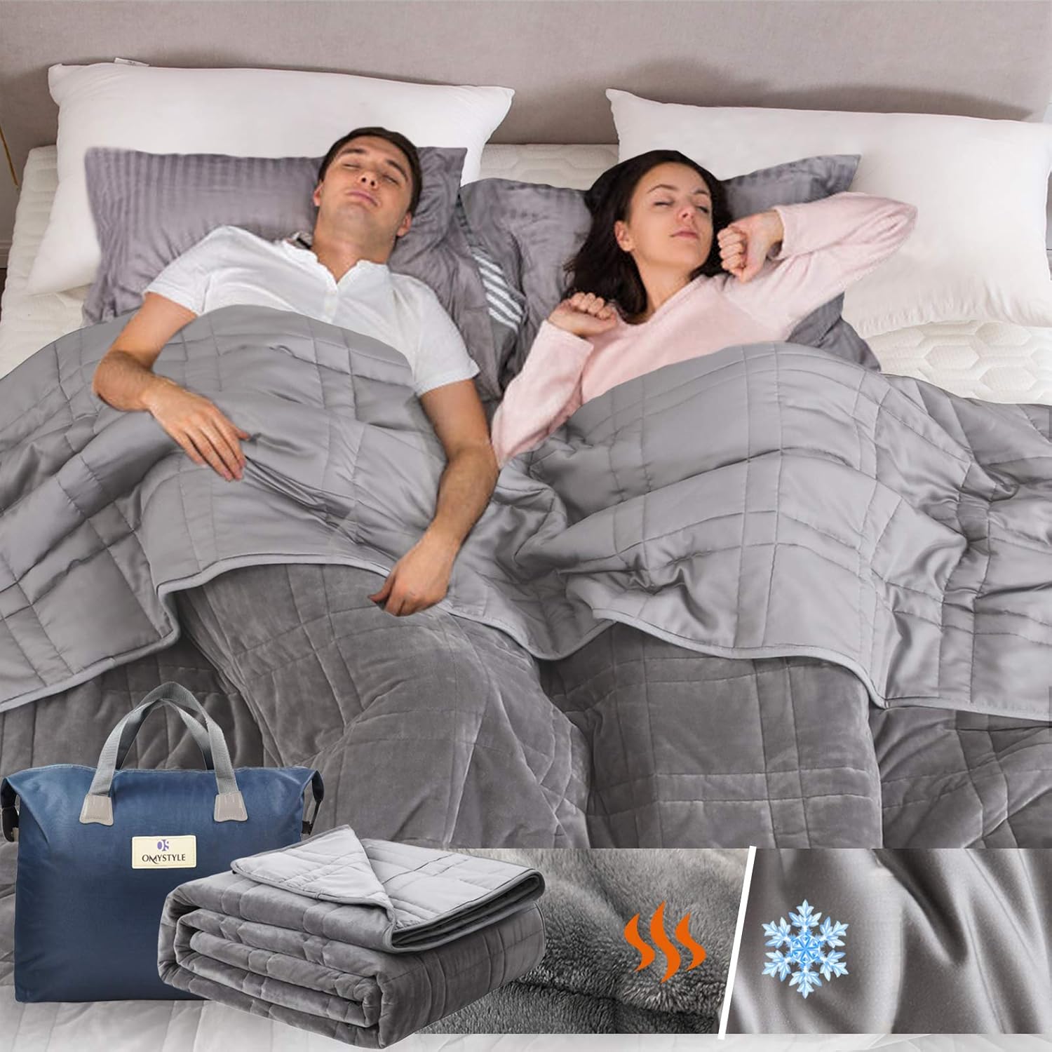 King Size Weighted Blanket for Couples - 45lb Double-Sided