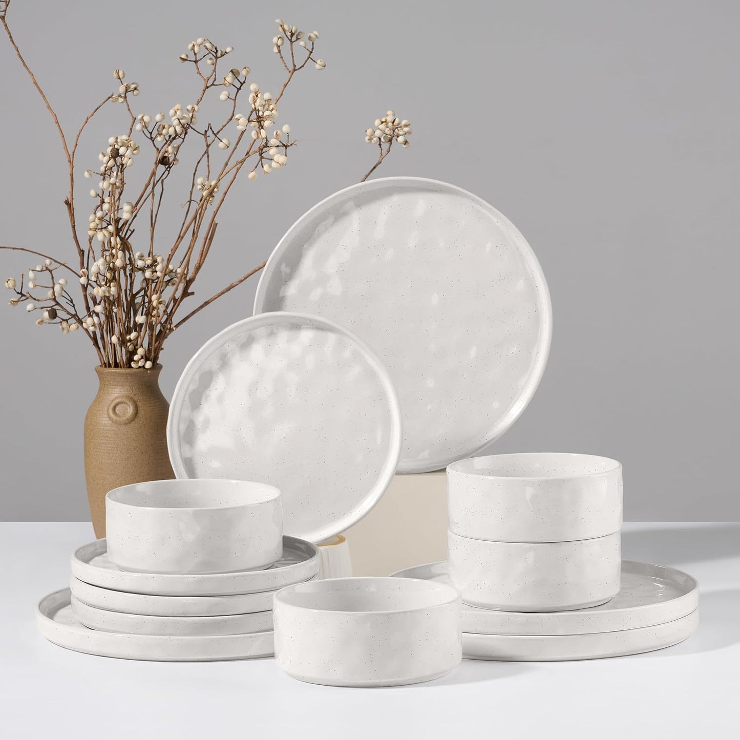 HaWare Dinnerware Sets - 12-Piece Stoneware Dish Set for 4