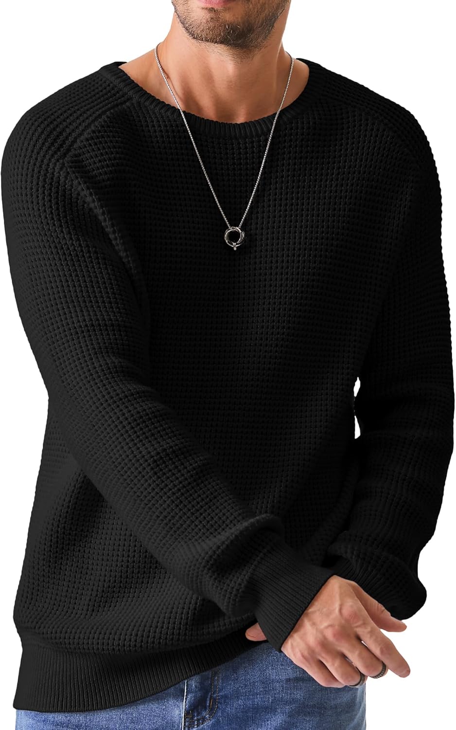 JMIERR Men's Crewneck Pullover Sweater for Casual Style