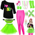 80s Outfit Women Costume Accessories Set for Women - 25PC Neon Kit