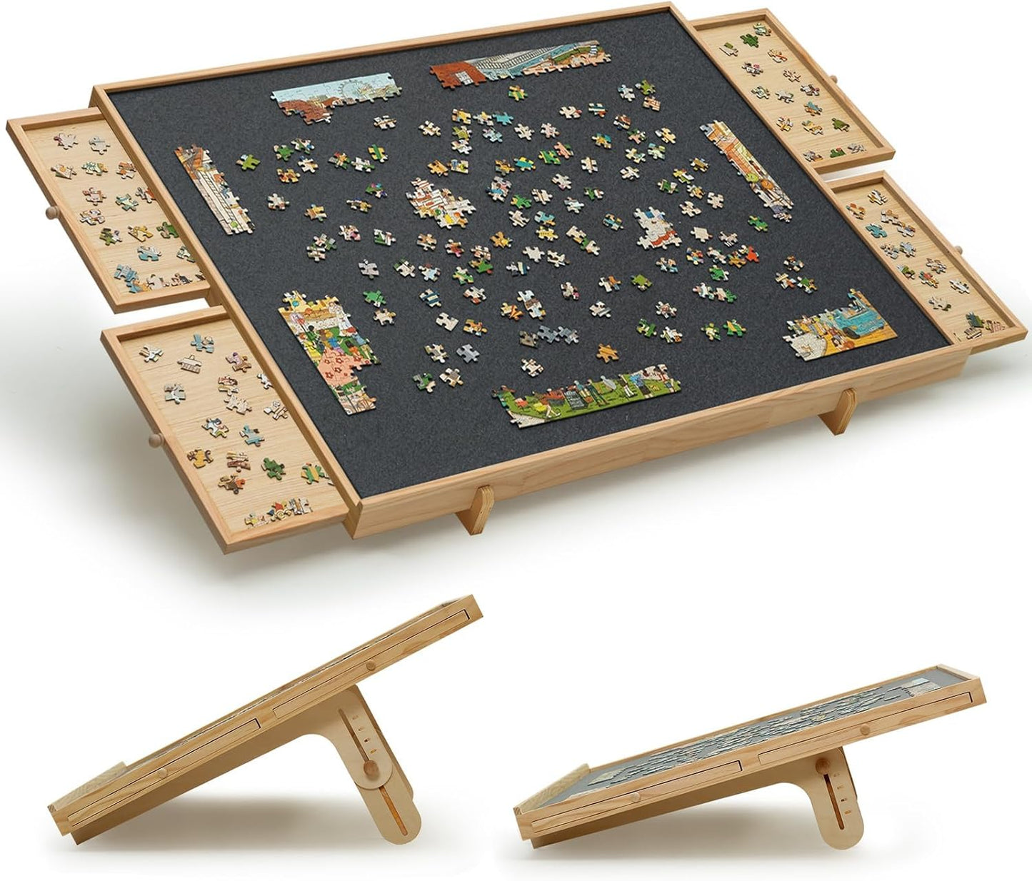 1500 Pieces Felt Puzzle Board with Adjustable Tilting Stand