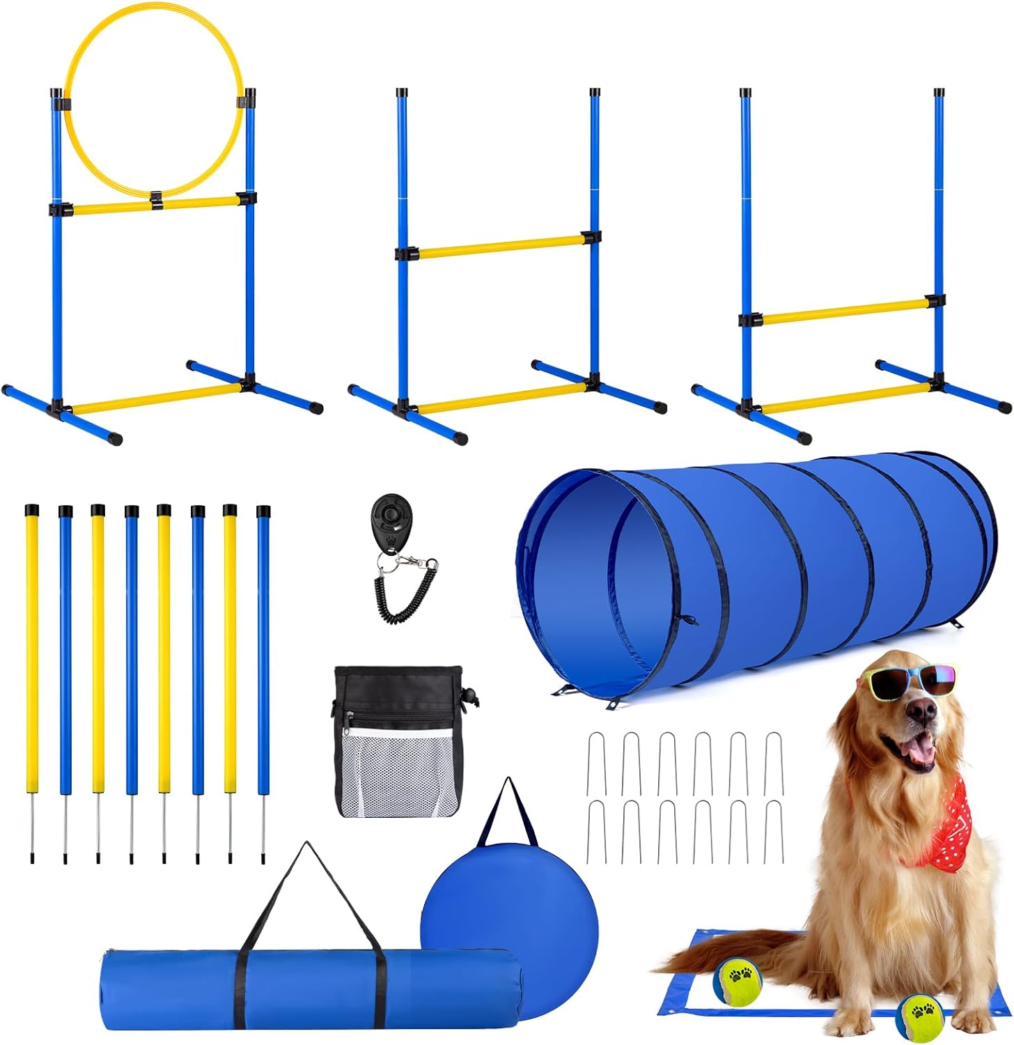 Dog Agility Course Backyard Set for Fun and Active Pets