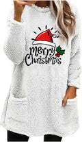 Merry Christmas Sweatshirts for Women Sherpa Fleece Lined Tops - Warm