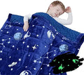 Glow in the Dark Kids Weighted Blanket 7 lb - Cozy Blue Space Throw