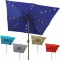 Blissun Rectangular Patio Umbrella with Tilt and Crank - LED Solar