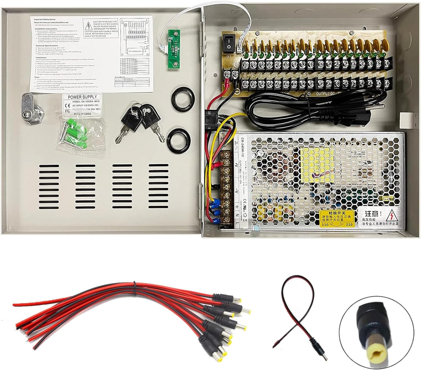 18 Port High Power Security Distribution Box with PTC Protection & Real HD