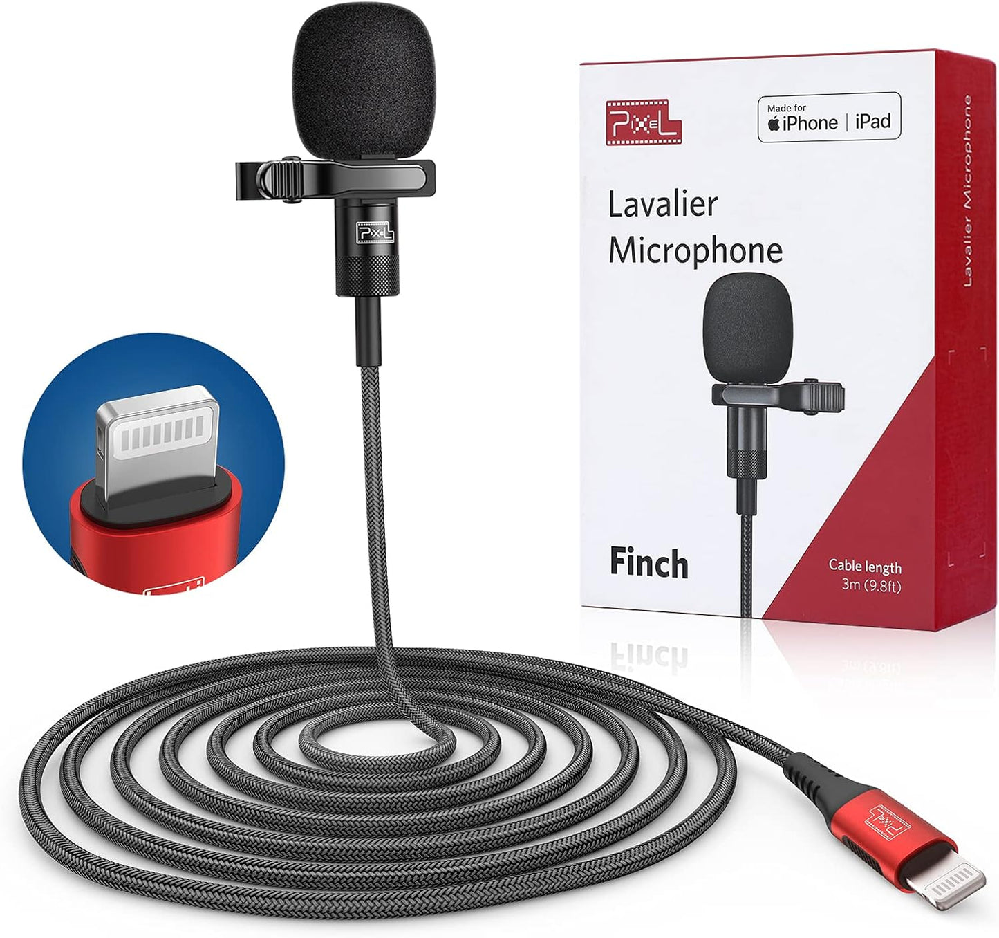 PIXEL Lavalier Microphone for iPhone - Clear Sound & Portability