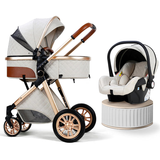 Luxury Pram High Landscape Baby Stroller with Reversible Seat