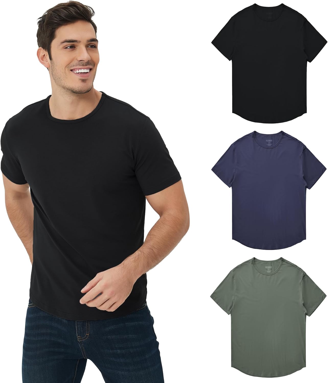 NETDRAW Men's Ultra Soft Bamboo Viscose Long Sleeve T-Shirt
