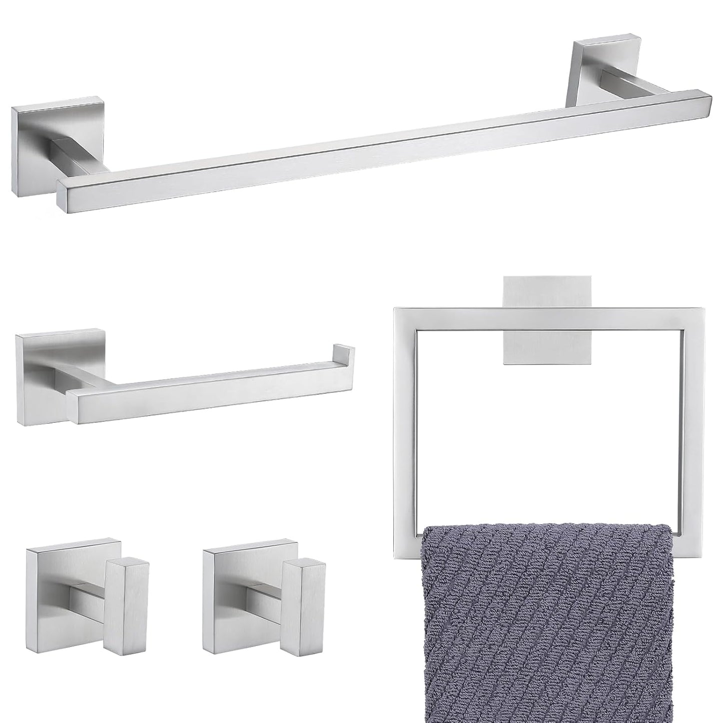 YACVCL Towel Bar Set - 5 Piece Brushed Nickel Bathroom Hardware