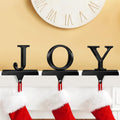 Christmas Stocking Holders Pack of 3 JOY Metal Mantel Clips - Classic
