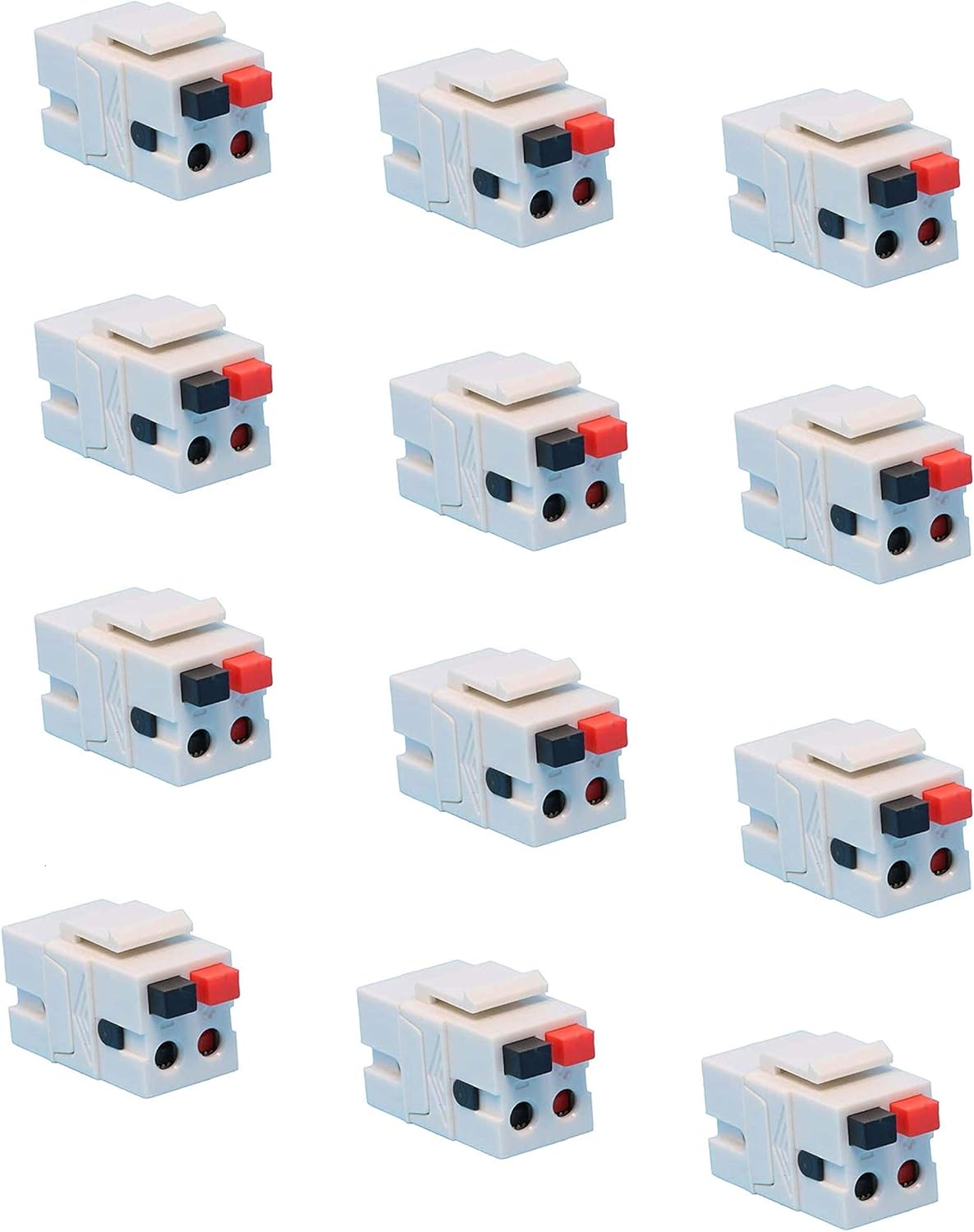 Speaker Keystone Jack for Home Theater - Spring Loaded 12-Pack