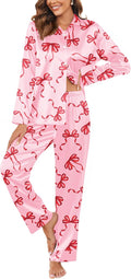Classic Satin Pajamas for Women Long Sleeve Button Down Sleepwear Sets