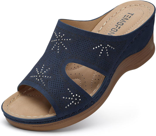 TEMOFON Women Wedge Sandals: Comfortable Slip-On Summer Style