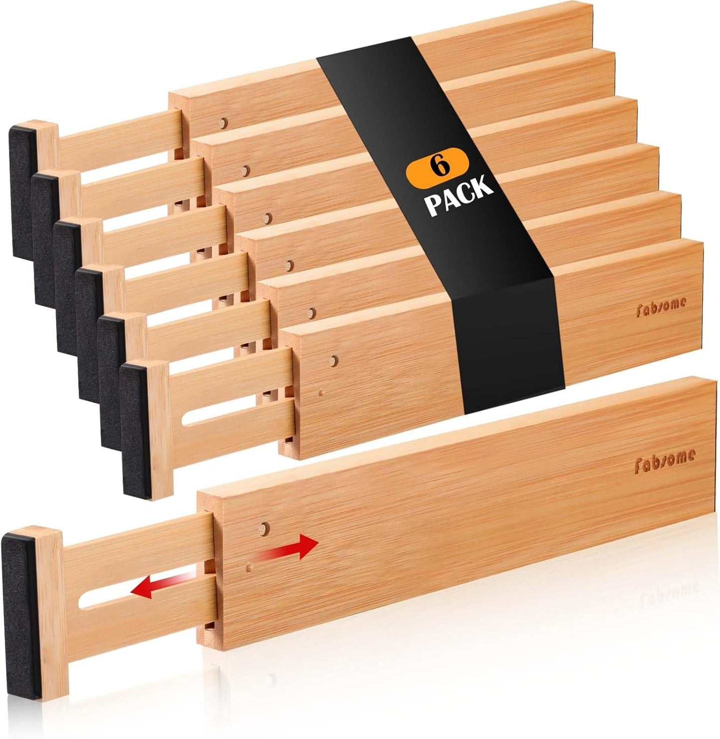 Fabsome Drawer Divider 6 Pack for Organized Clothing Storage