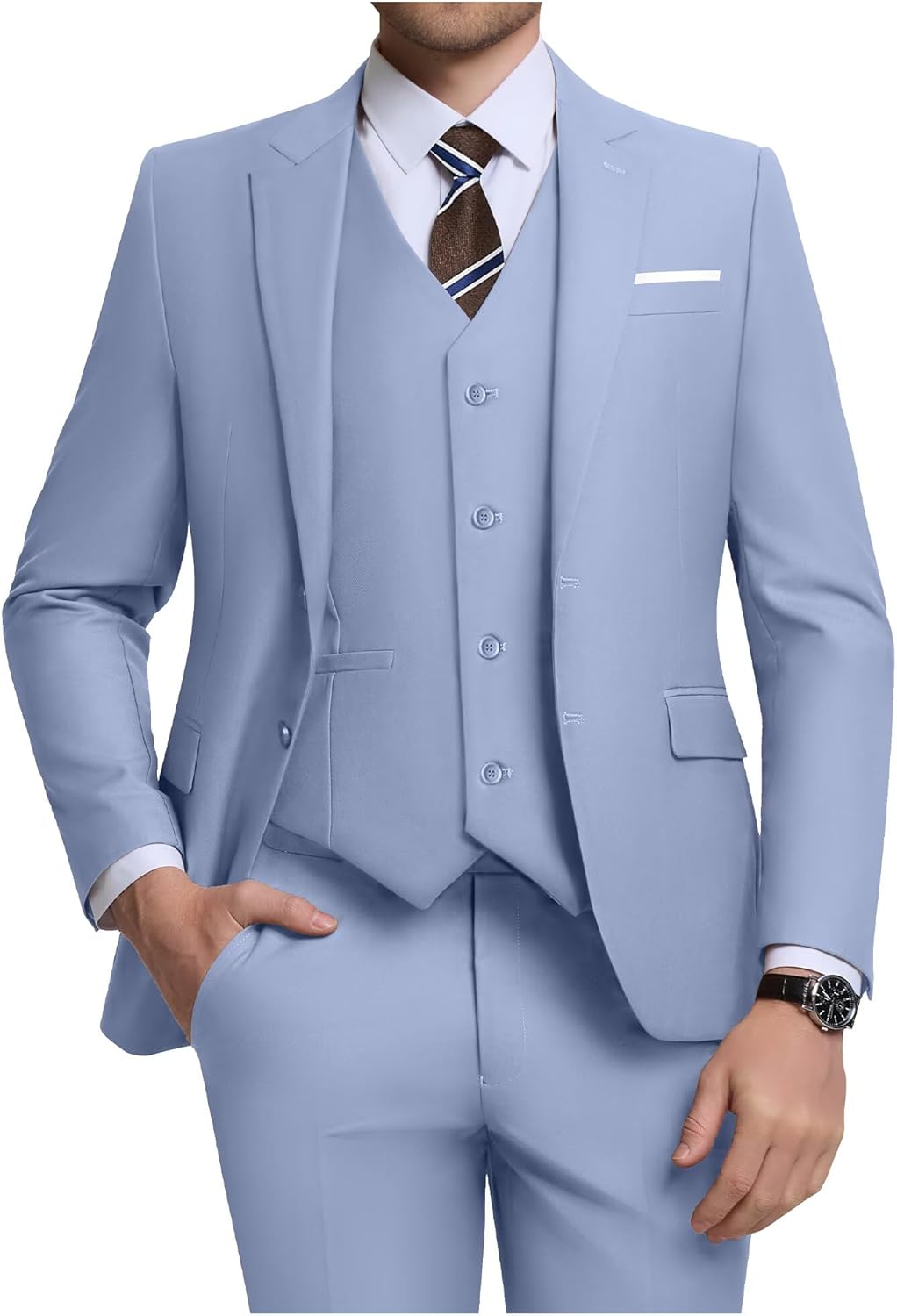 Men's 3 Piece Slim Fit Suit Set for Weddings and Business Events