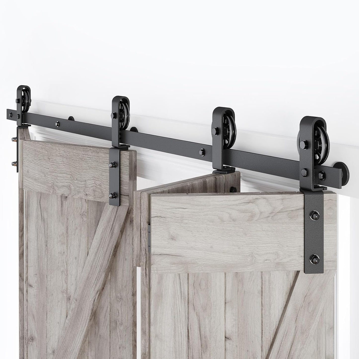 76in Bifold Sliding Barn Door Hardware Track Kit for Easy Assembly