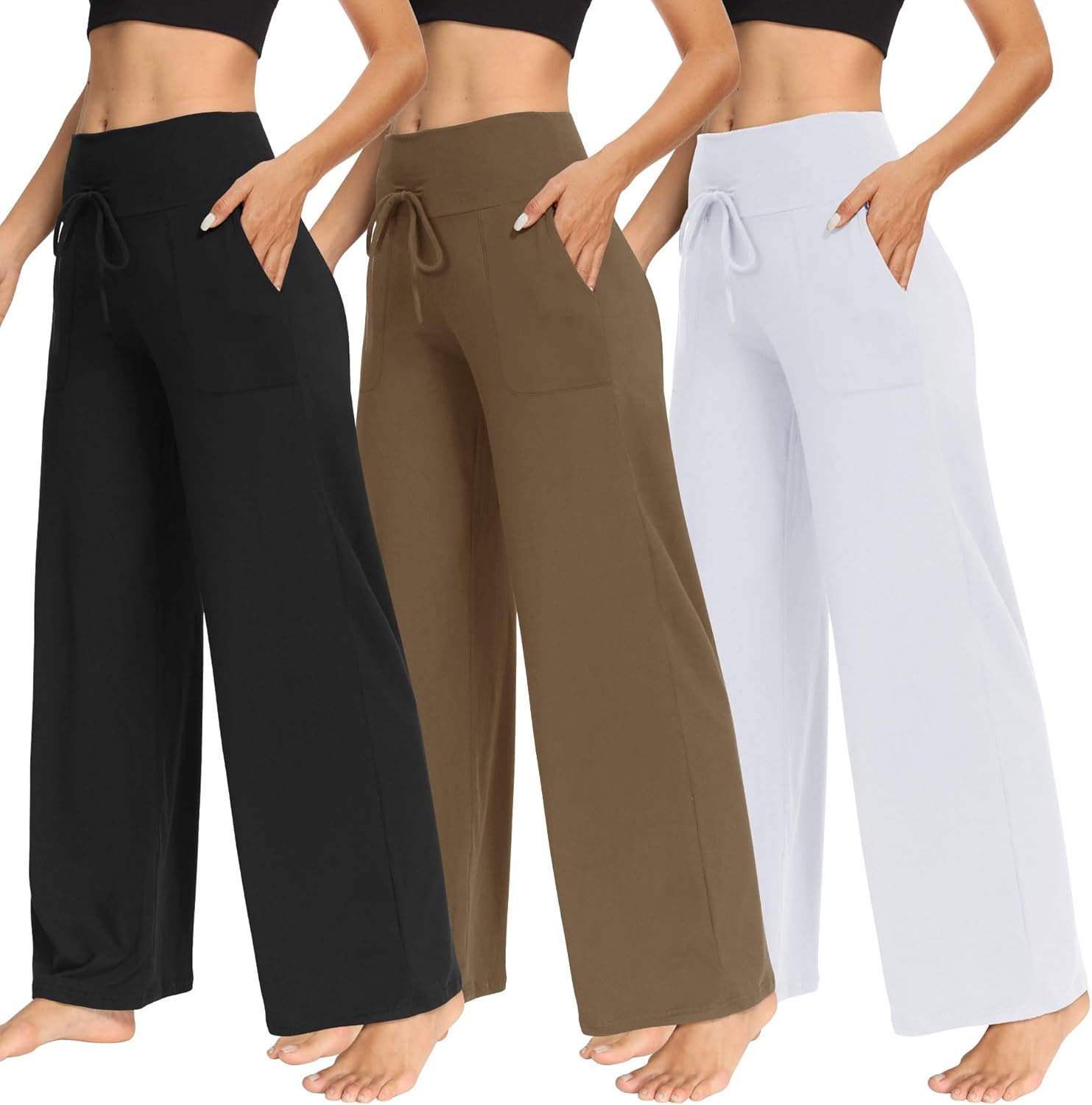 TNNZEET Women's Wide Leg Pants with Pockets for Casual Wear