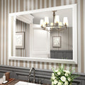 Amorho Bathroom Mirror 48x35 in White Metal Frame - Elegant Large Wall