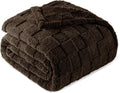 Queen Size Flannel Fleece Blanket 90x90 in Coffee - Lightweight Warmth