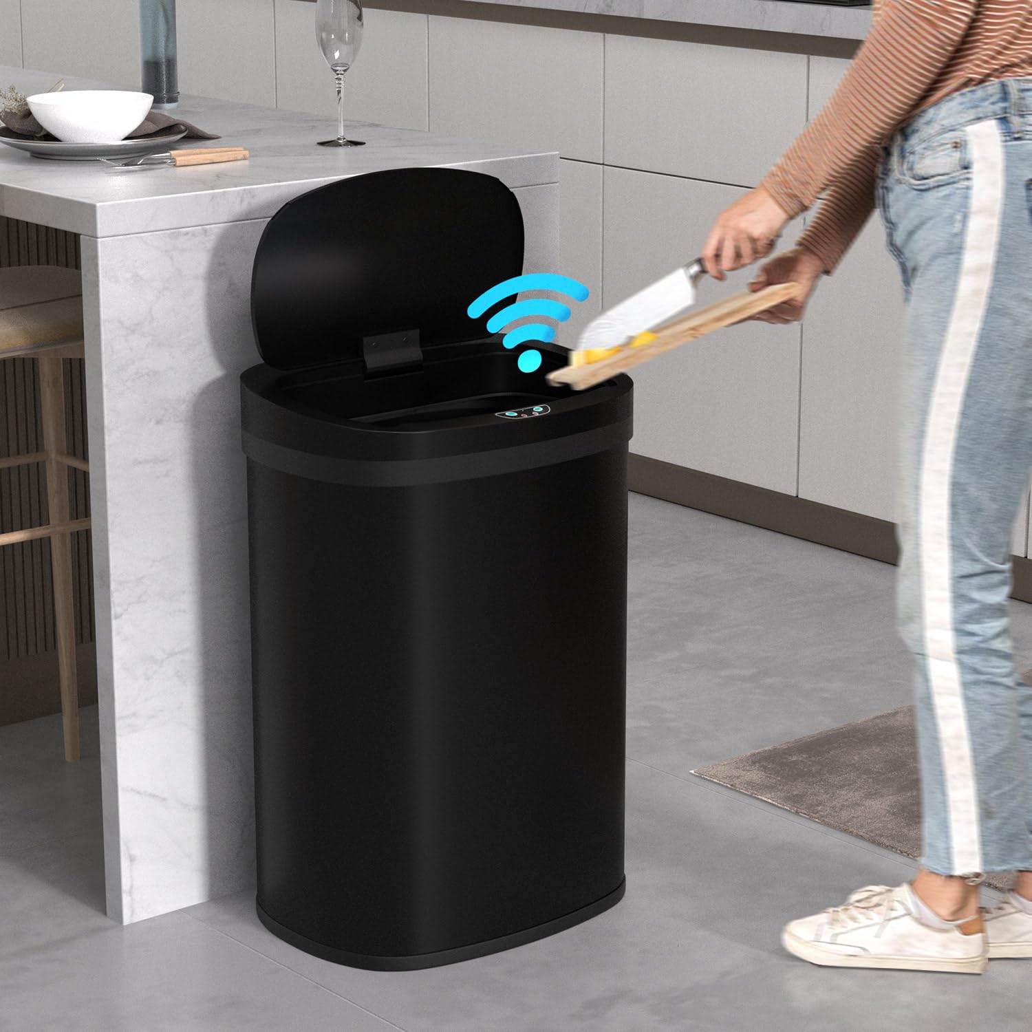 Automatic Trash Can with Motion Sensor for Kitchen and Home