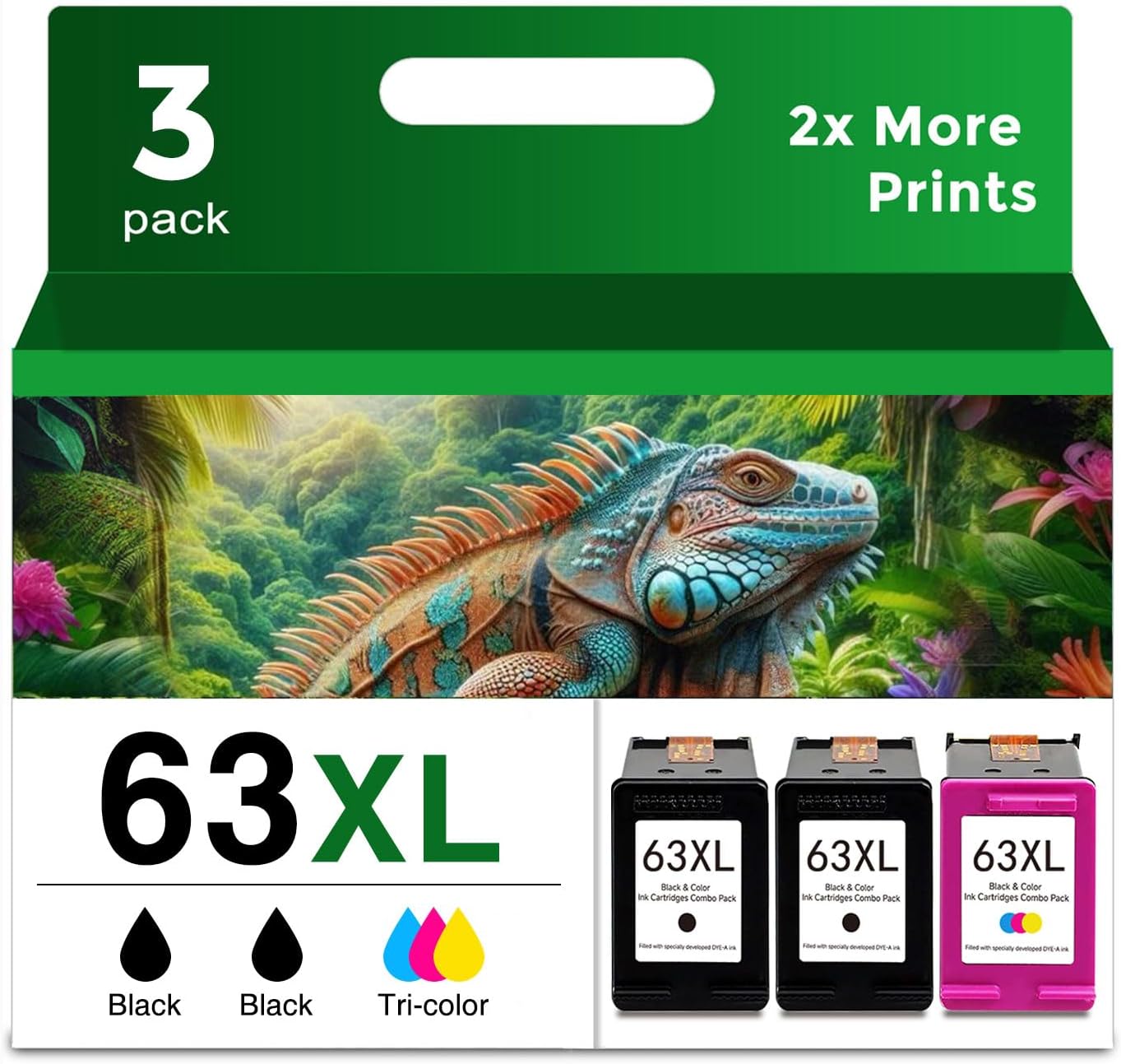 63XL Ink Cartridges Replacement Combo Pack for HP Printers