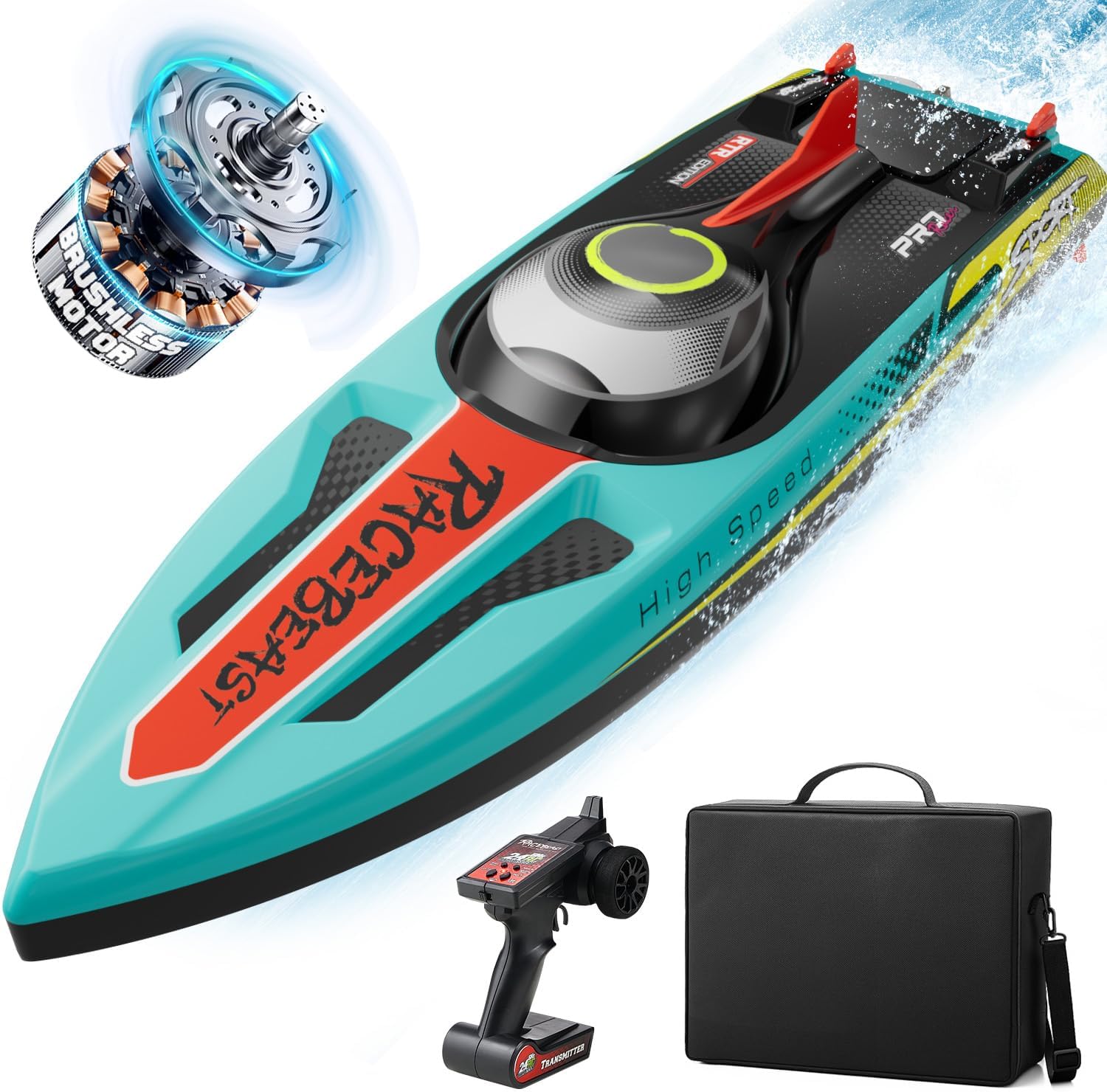 Brushless RC Boat 40+MPH for Adults and Kids with LED Lights