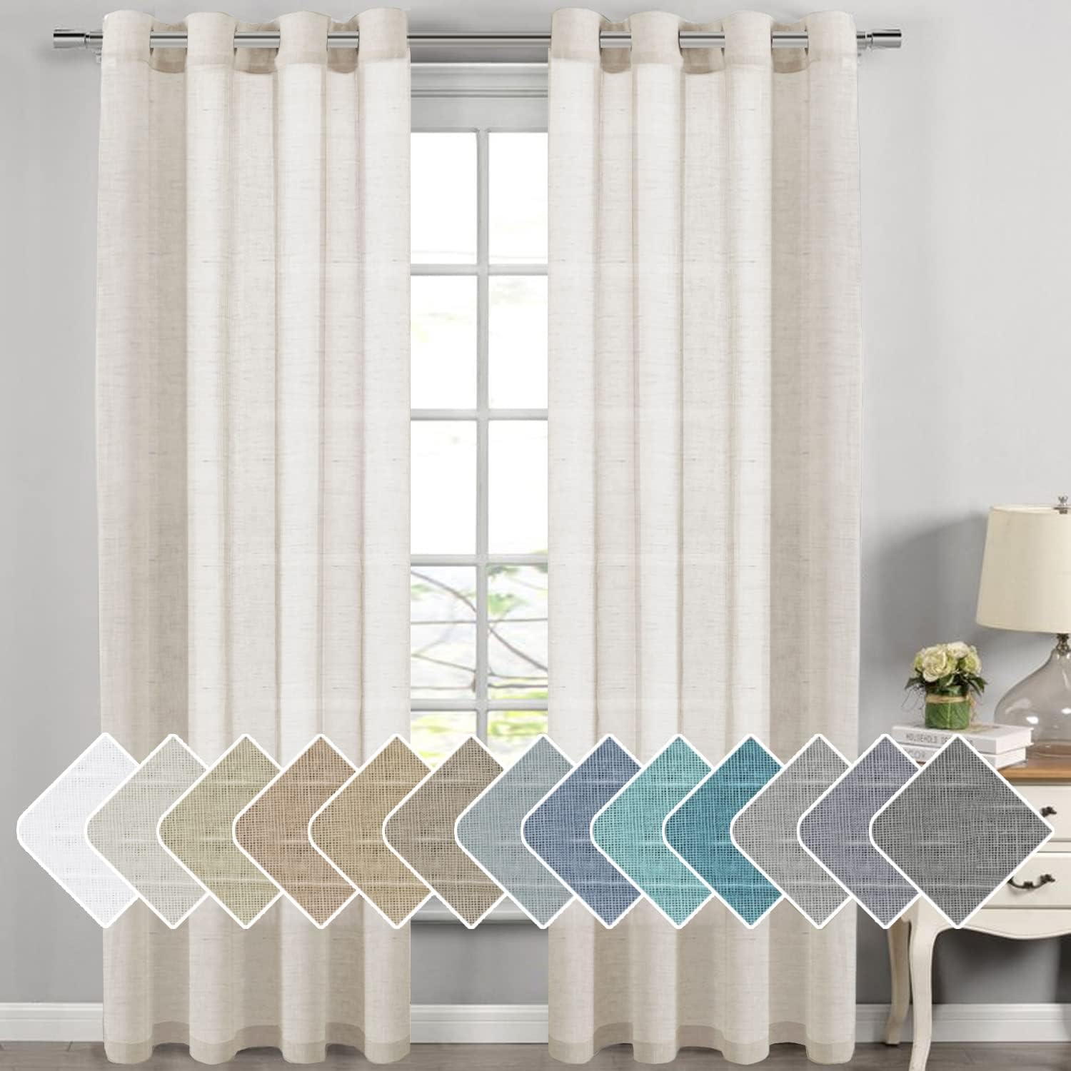 H.VERSAILTEX Linen Curtains for Living Room and Bedroom Decor