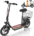 Electric Scooter with Seat and Basket - 30 Mile Range, 20 MPH