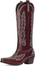 Cowgirl Boots for Women Knee High Pointed Toe Retro Tall Boot