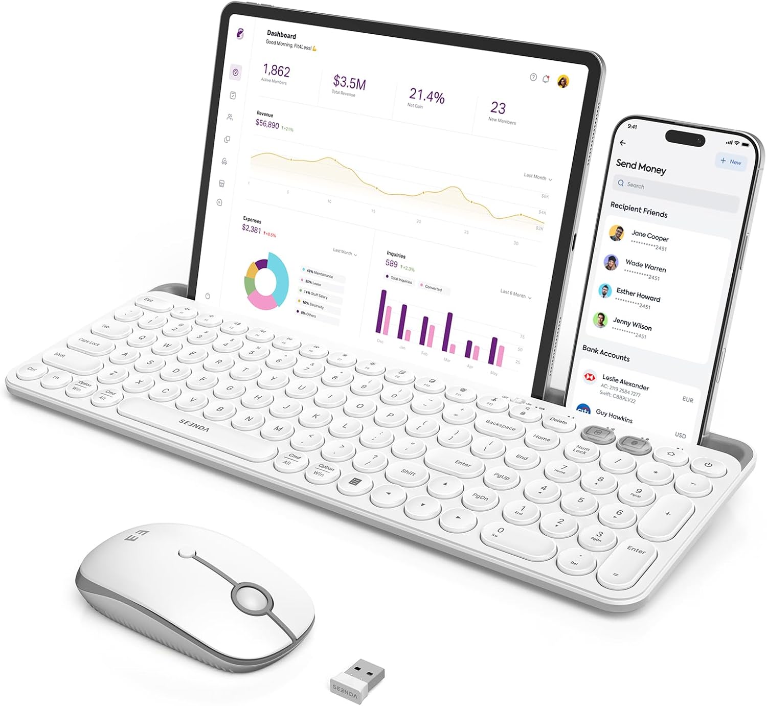 seenda Bluetooth Keyboard and Mouse for iPad - Multi-Device Use