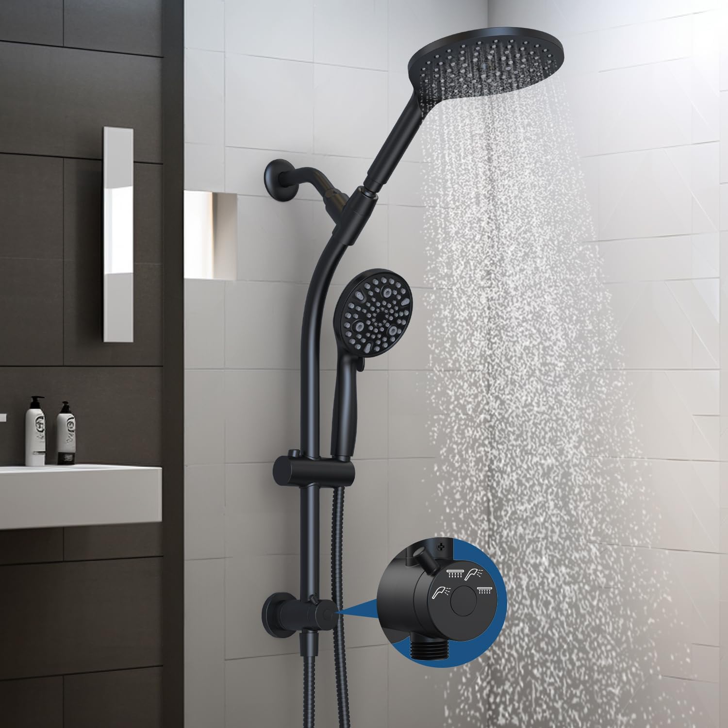 7.5 Rotatable Dual Shower Head with Handheld Combo for Families