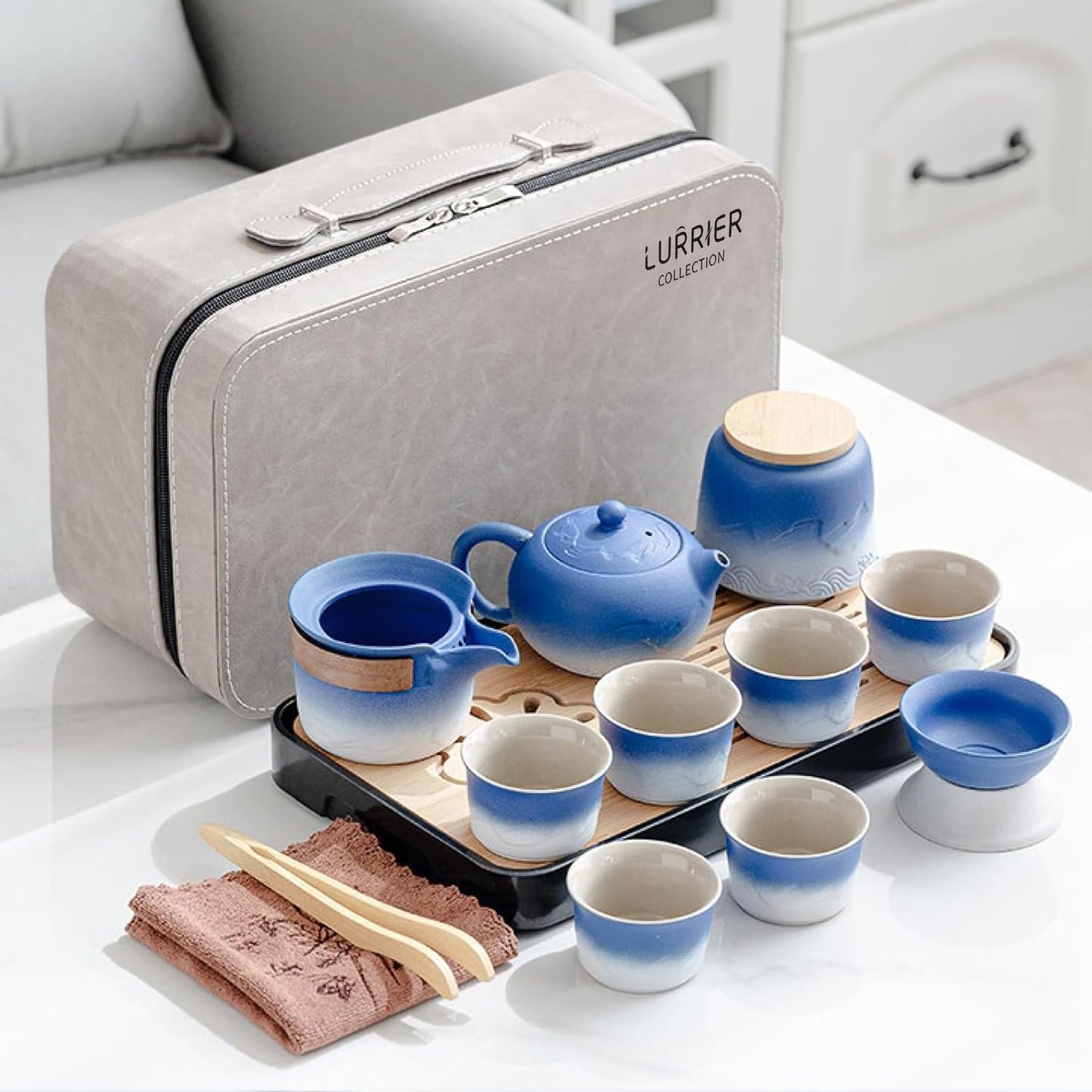 Portable Ceramic Tea Set for Travel and Home by LURRIER