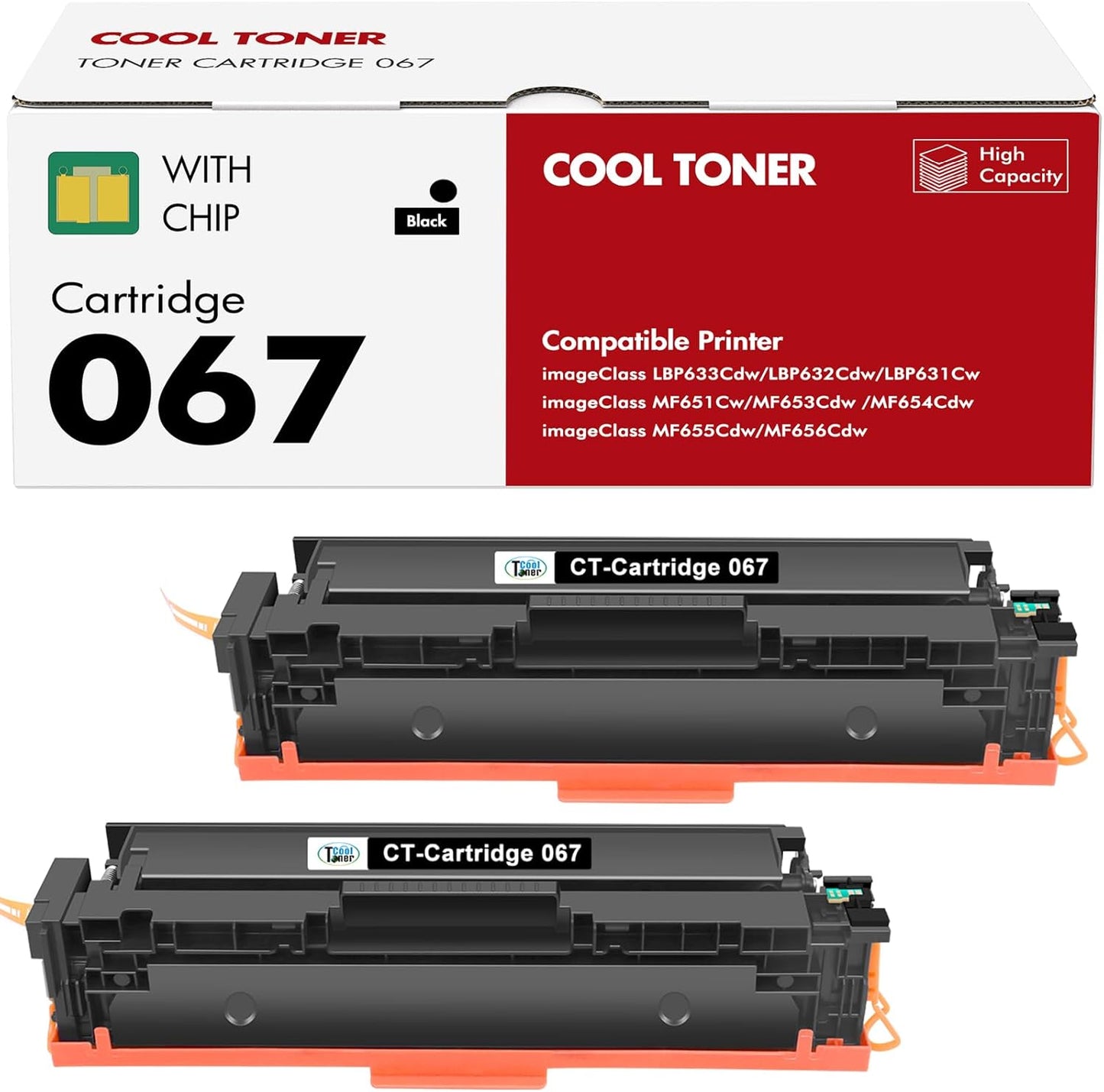 High Yield 067 Black Toner Cartridge for Canon Printers - 2 Pack