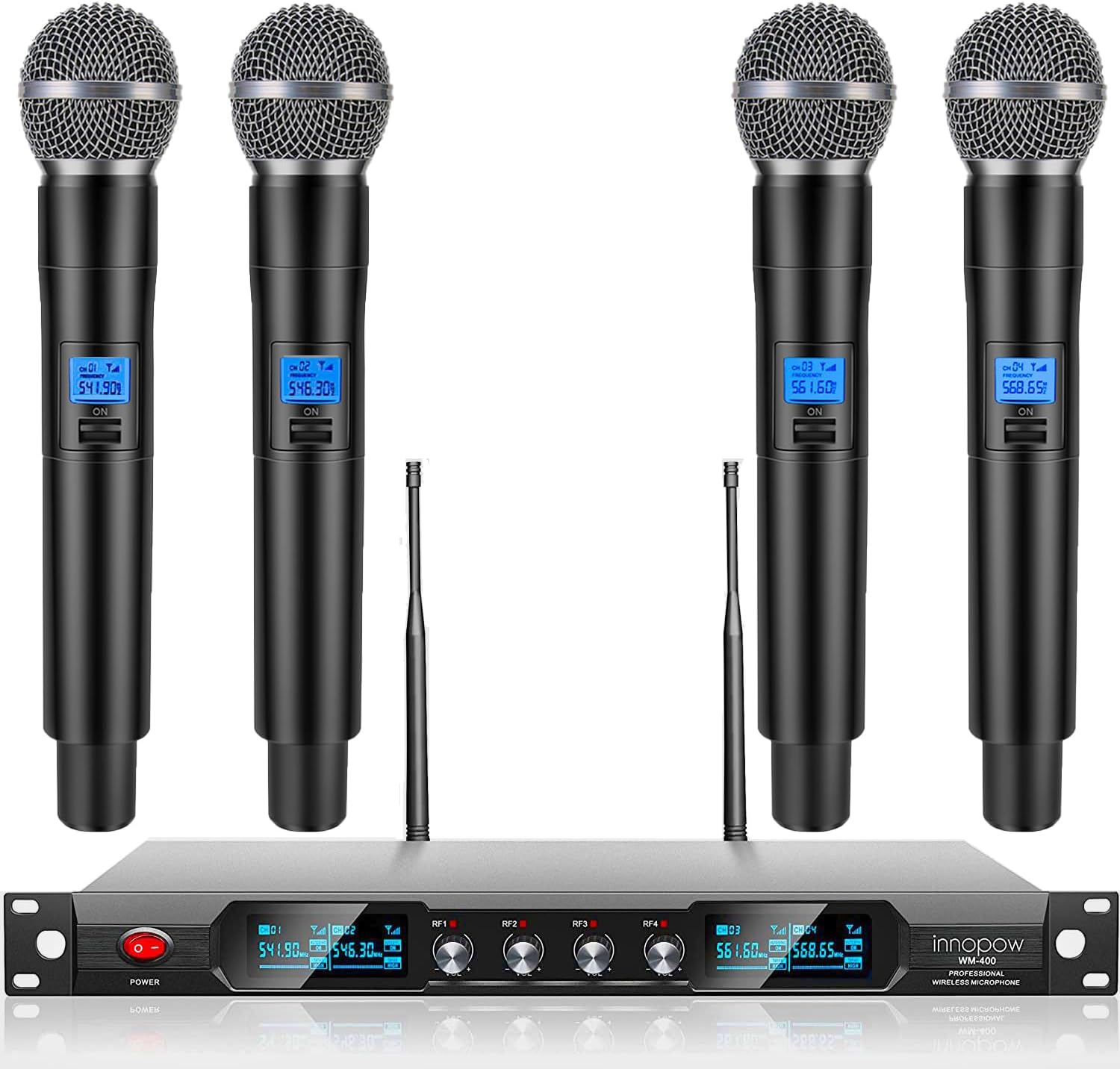 4-Channel Wireless Microphone System for Karaoke and Events