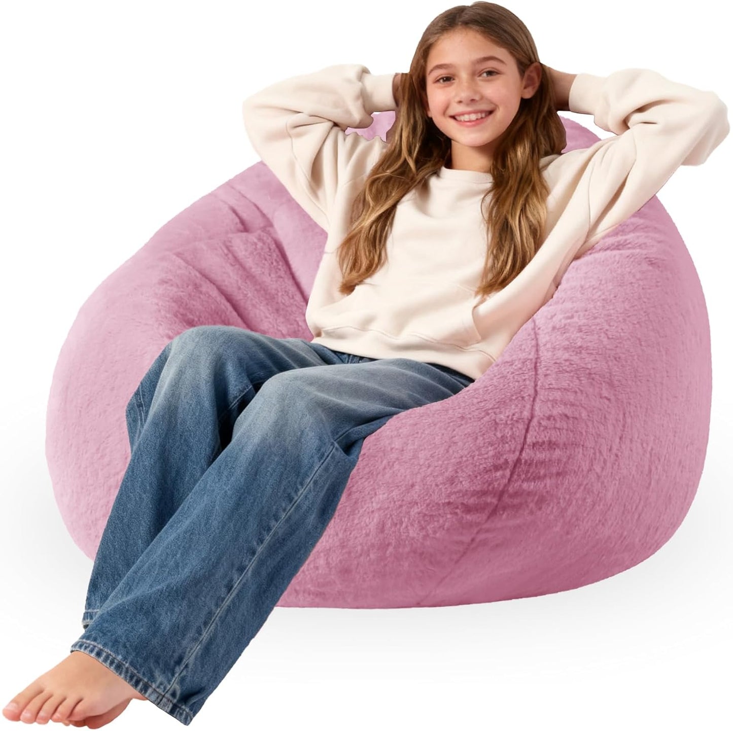 Faux Fur Comfy Memory Foam Bean Bag Chair for Kids and Babies