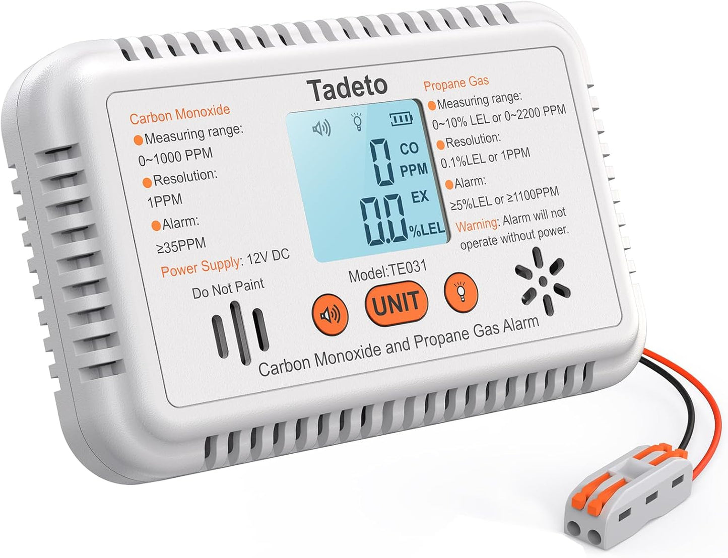 Tadeto RV Carbon Monoxide and Propane Gas Alarm for Safety