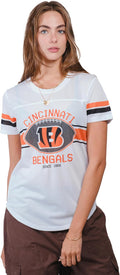 Ultra Game Women's NFL Soft Mesh Varsity Stripe T-Shirt - Breathable 5