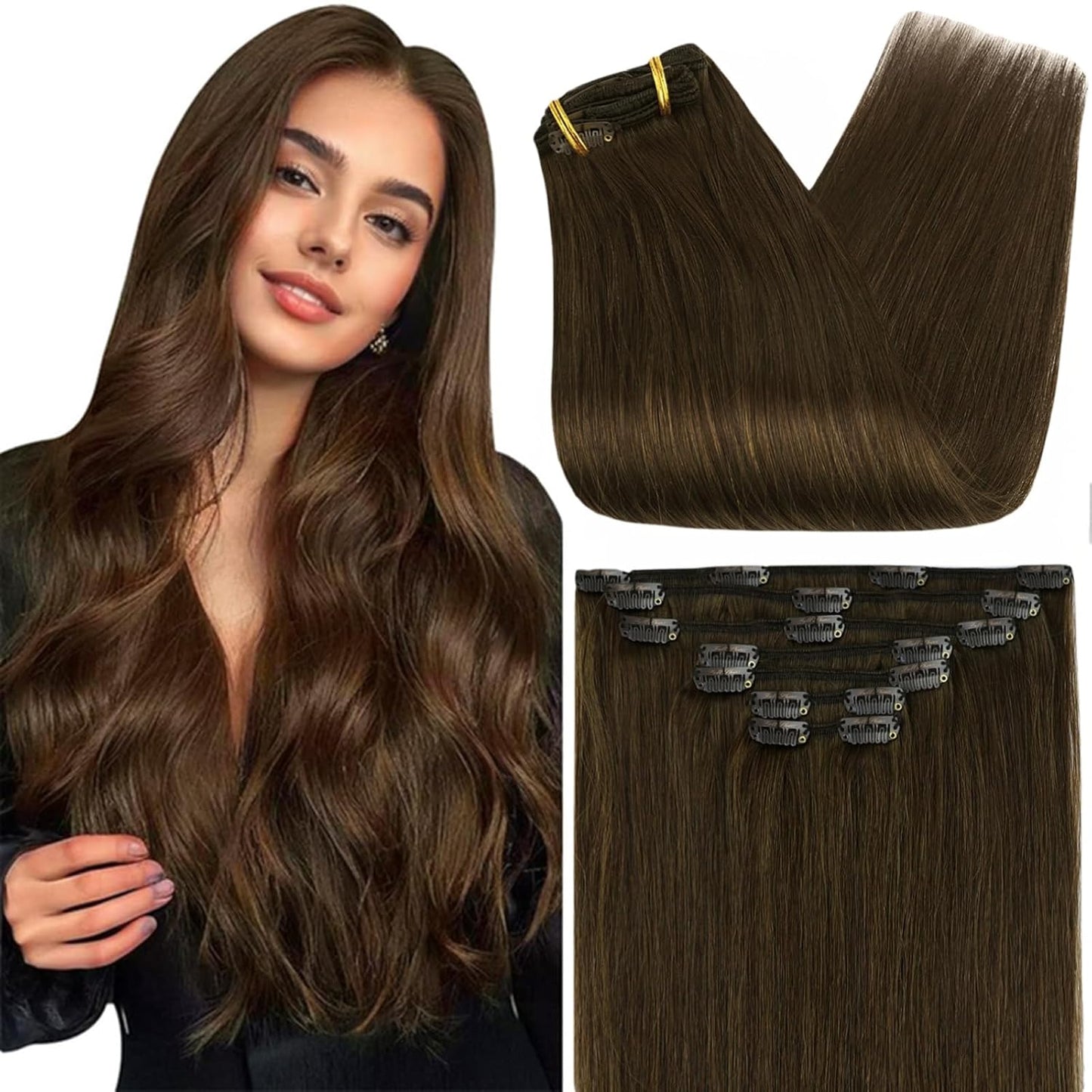 Full Shine Clip in Human Hair Extensions for Glamorous Looks
