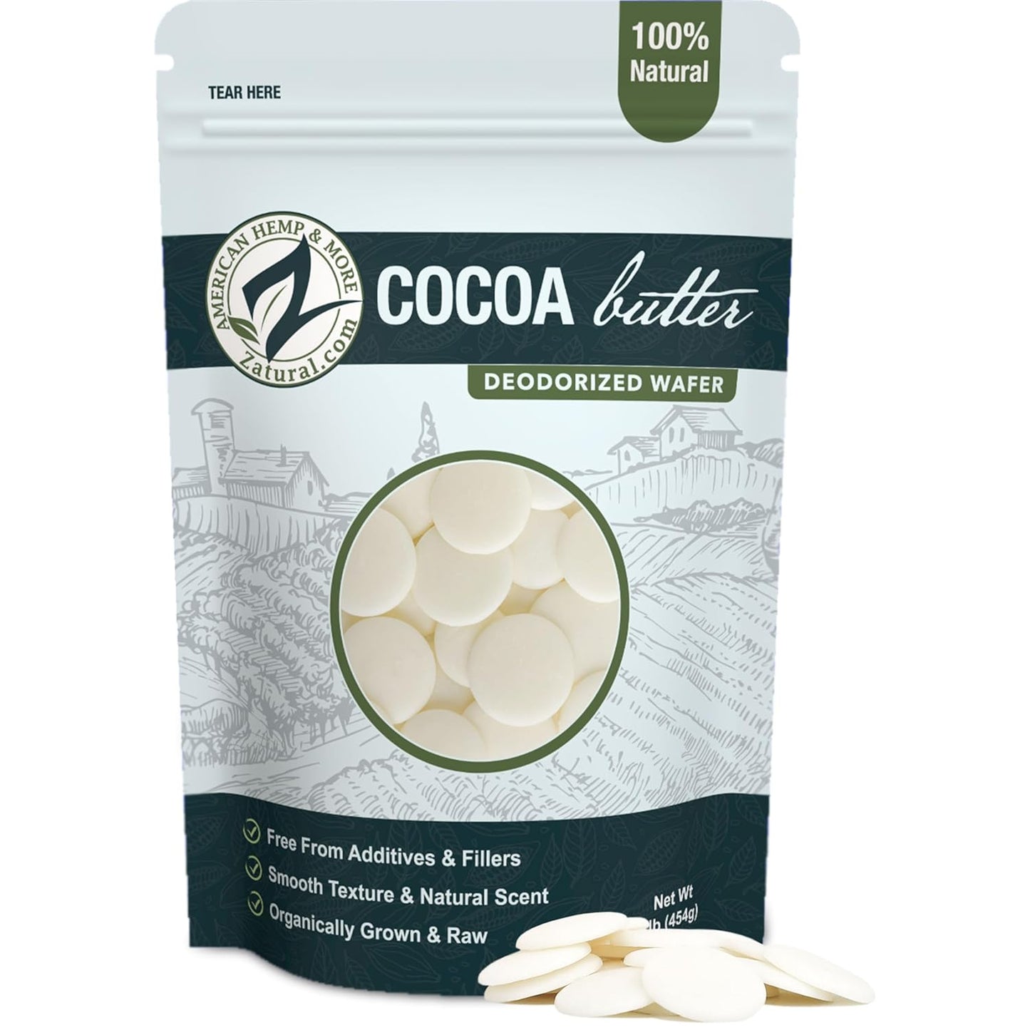 Zatural RAW Cocoa Butter Wafers for DIY Lotion and Creams