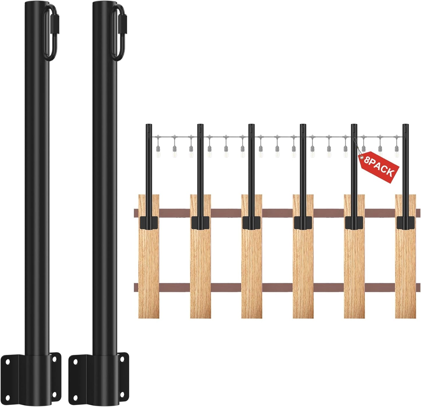 Suchtale 8 Pack 1.3 FT String Light Poles for Outdoor Use