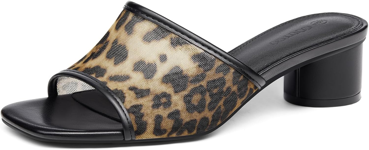 Coutgo Womens Slide Sandals with Chunky Heels for Summer