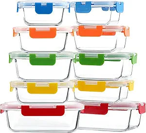 10-Pack Glass Food Storage Containers for Meal Prep and More