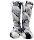 Valpeak Womens Faux Fur Knee-High Boots - Fluffy Winter Snow Boots