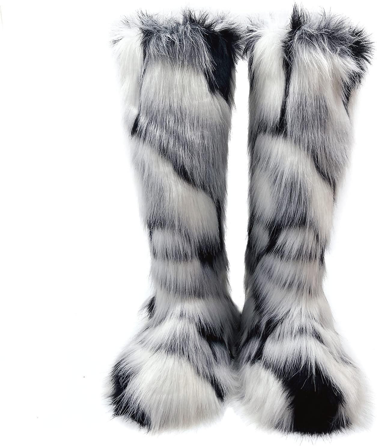 Valpeak Womens Faux Fur Boot Winter Fluffy Knee-High Boots